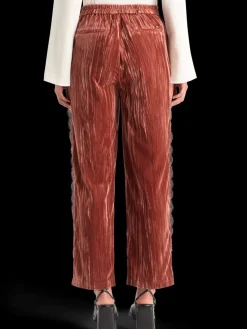 Hot LACE TRIMMED VELVET PANT Women Pants