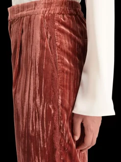 Hot LACE TRIMMED VELVET PANT Women Pants