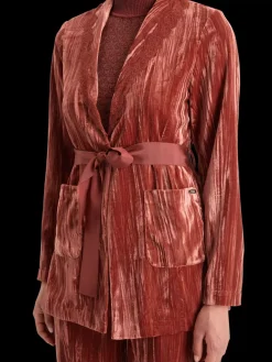 New LACE TRIMMED VELVET PYJAMA BLAZER Women Blazers