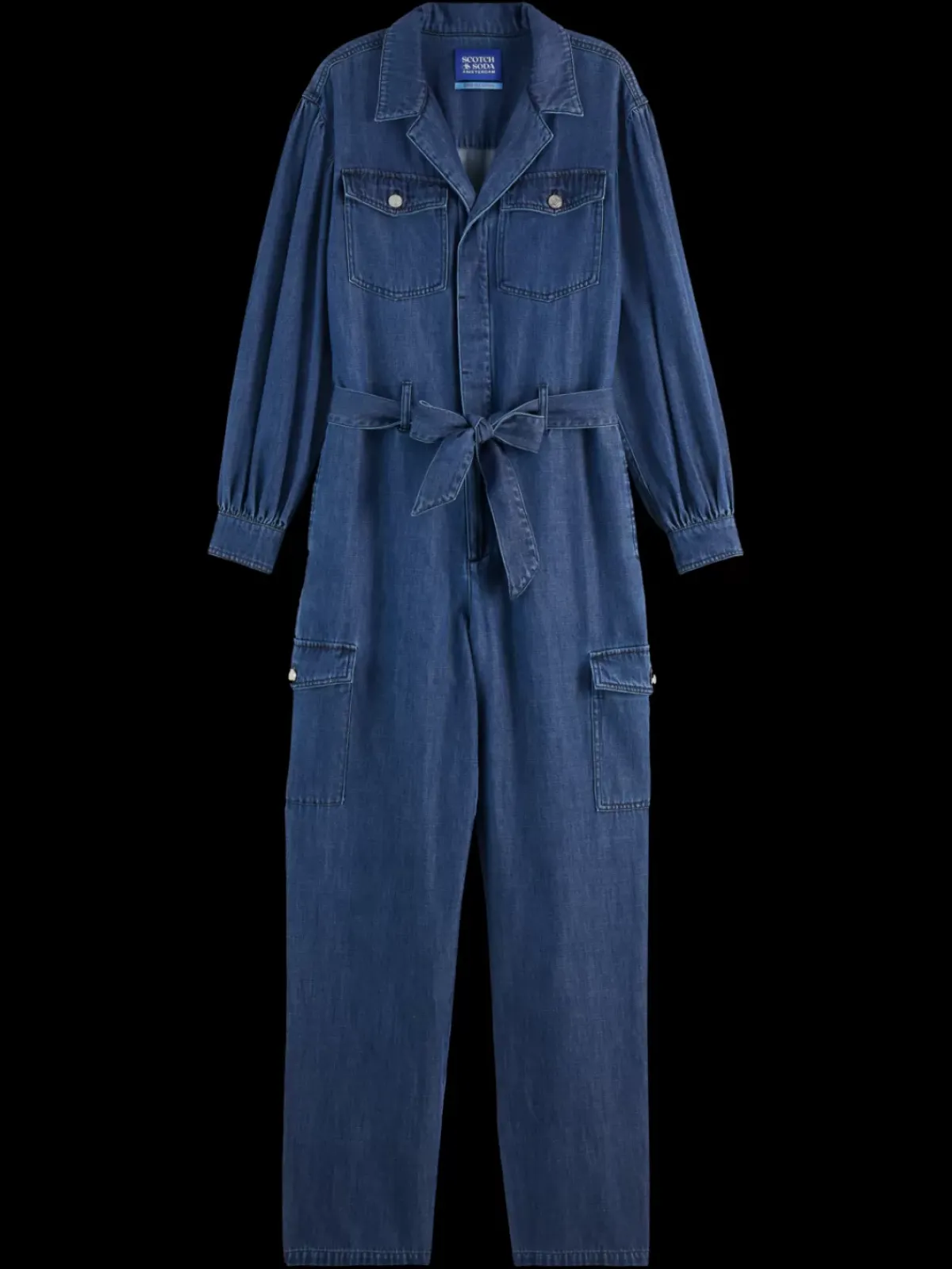 Fashion LIGHTWEIGHT DENIM JUMPSUIT IN DARK WASH WITH TONAL DETAILING Women Dresses & Jumpsuits