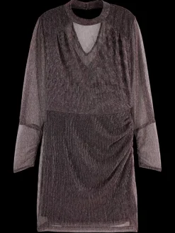 Fashion LUREX HIGH NECK MINI DRESS Women Dresses & Jumpsuits