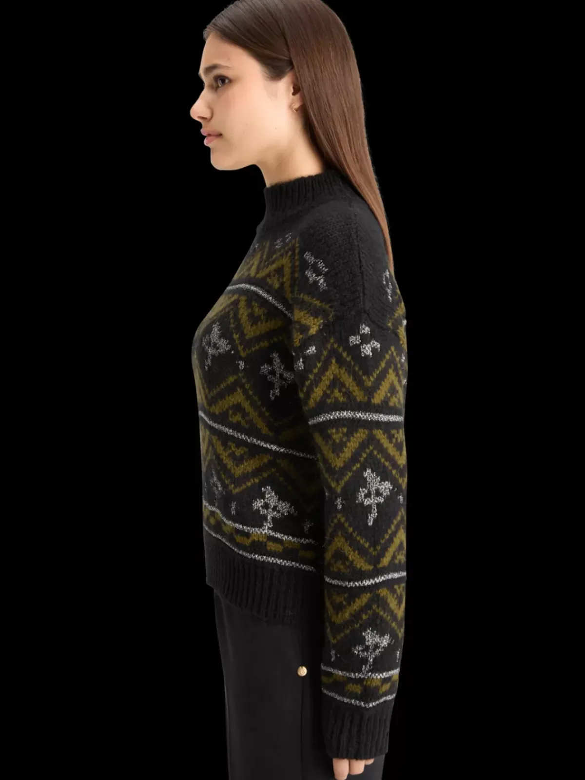 Hot METALLIC FAIR ISLE PULLOVER Women Knitwear