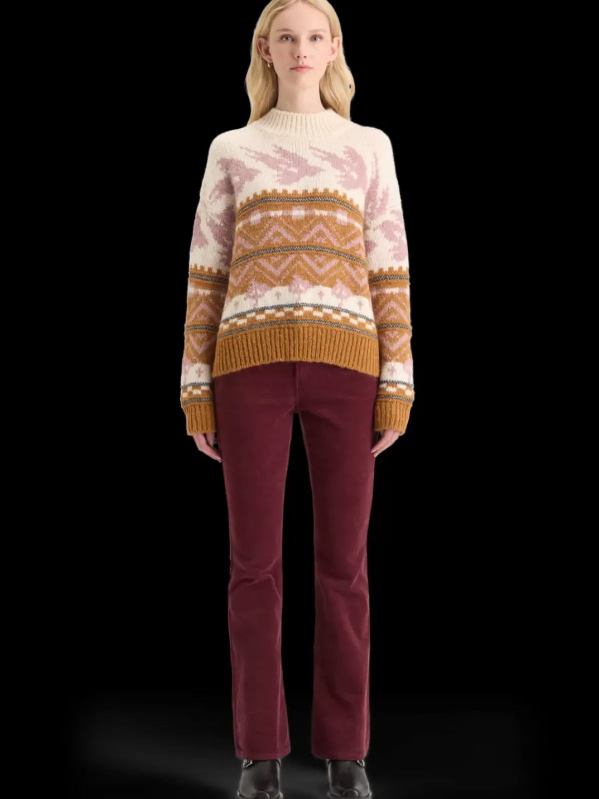 Hot METALLIC FAIR ISLE PULLOVER Women Knitwear