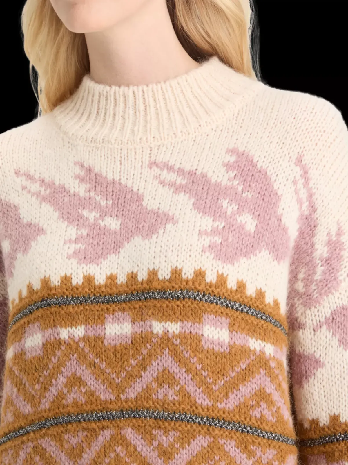 Hot METALLIC FAIR ISLE PULLOVER Women Knitwear