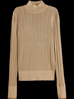 Outlet METALLIC POINTELLE FITTED PULLOVER Women Sweatshirts & Hoodies