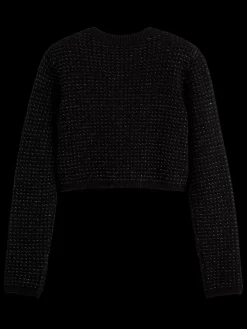 Hot METALLIC TWEED STITCH CROPPED CARDIGAN Women Knitwear
