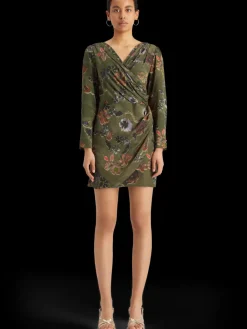 Hot Mini viscose jacquard wrap dress Women Dresses & Jumpsuits