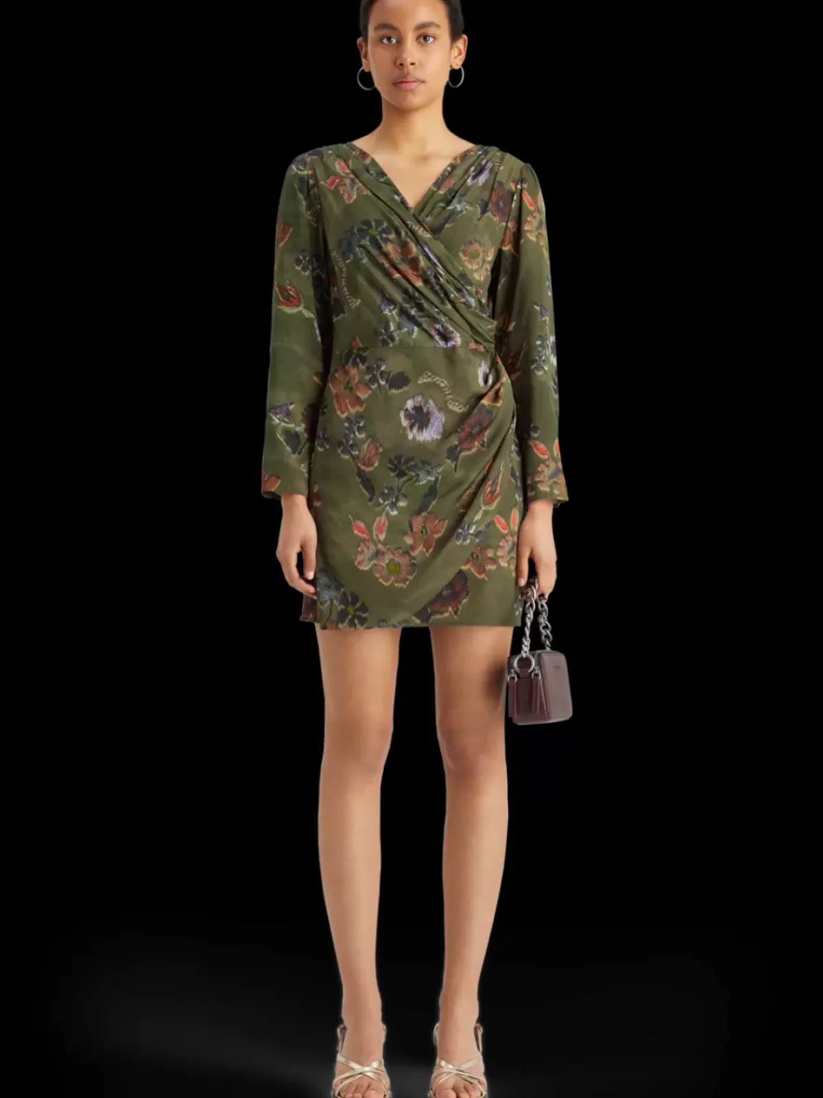Hot Mini viscose jacquard wrap dress Women Dresses & Jumpsuits