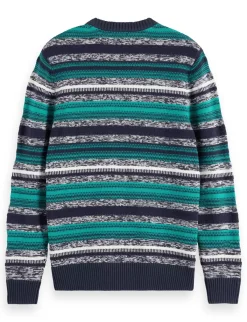Online MIXED YARNS STRIPES EXTRA DROPPED SHOULDER SWEATER Knitwear