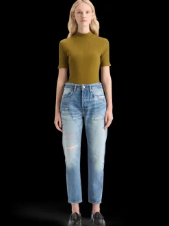 Clearance MOCK NECK RIB T-SHIRT Women Tops & T-shirts