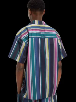 Outlet Multicolour striped fine cotton poplin hawaii shirt Shirts