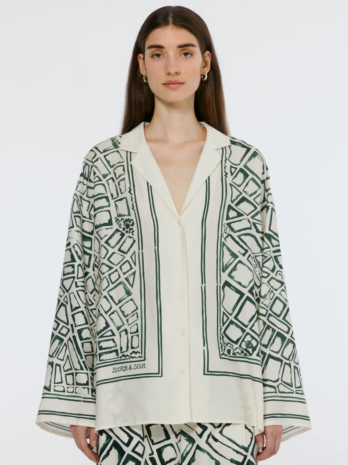 Sale Oversized Placed Print Shirt Women Blouses & Shirts