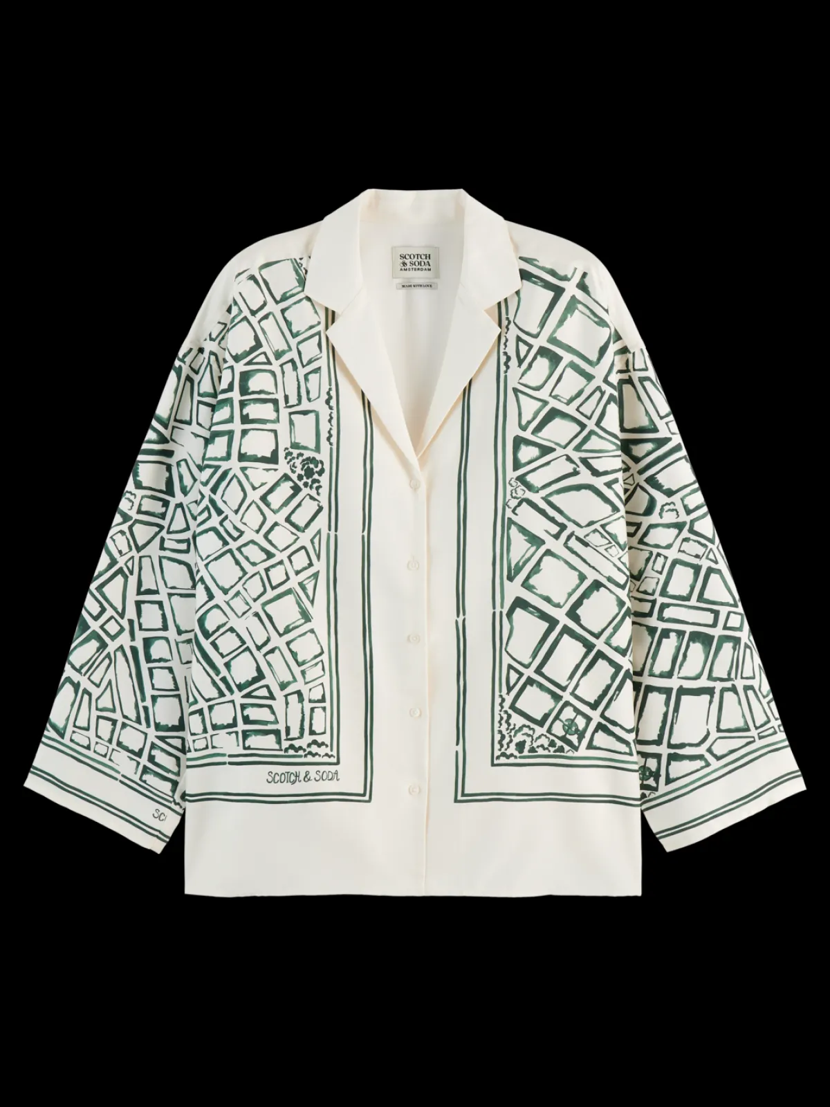 Sale Oversized Placed Print Shirt Women Blouses & Shirts