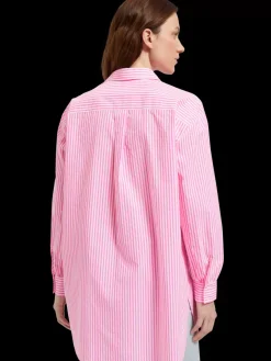 New OVERSIZED POPLIN SHIRT IN FLUO PINK /WHITE STRIPE Women Tops & T-shirts