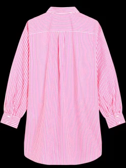 New OVERSIZED POPLIN SHIRT IN FLUO PINK /WHITE STRIPE Women Tops & T-shirts