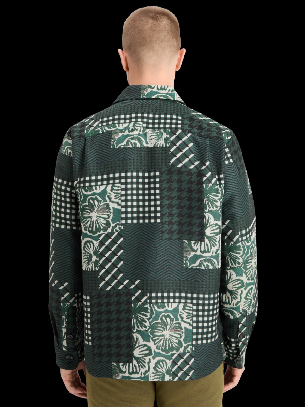Fashion PATCHWORK JACQUARD OVERSHIRT Jackets & Coats