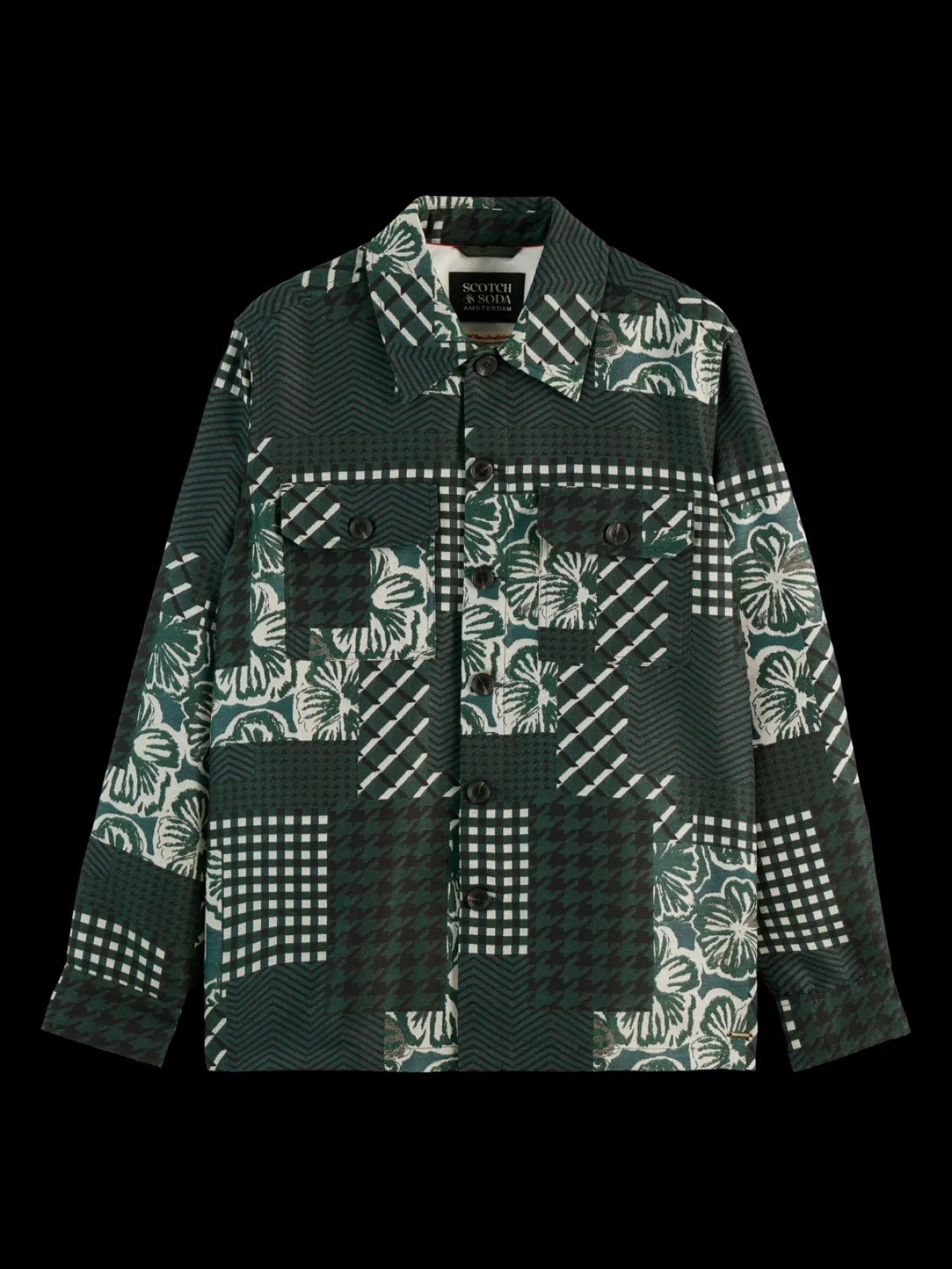 Fashion PATCHWORK JACQUARD OVERSHIRT Jackets & Coats