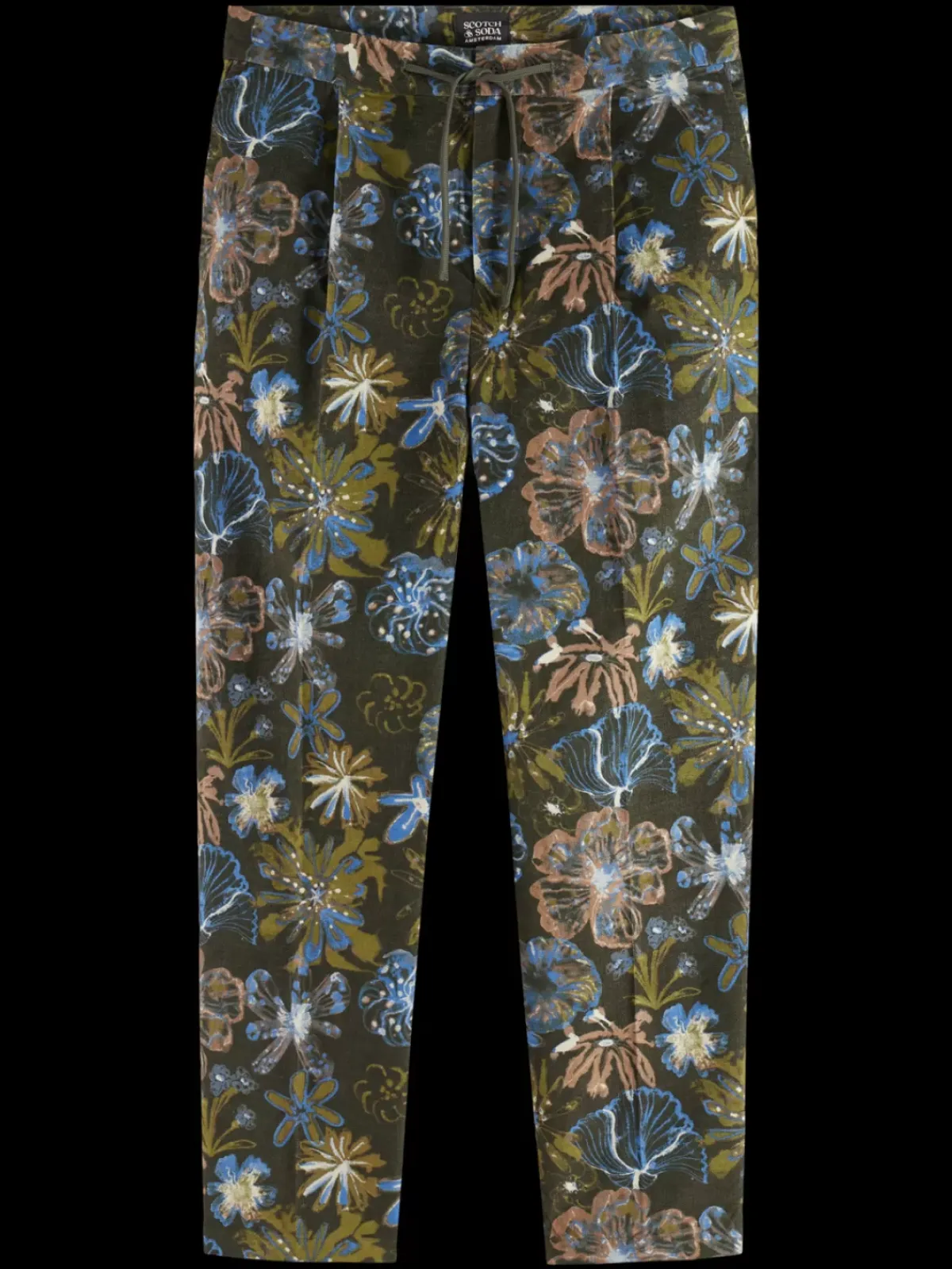 New Pleated loose tapered printed velvet jogger Pants
