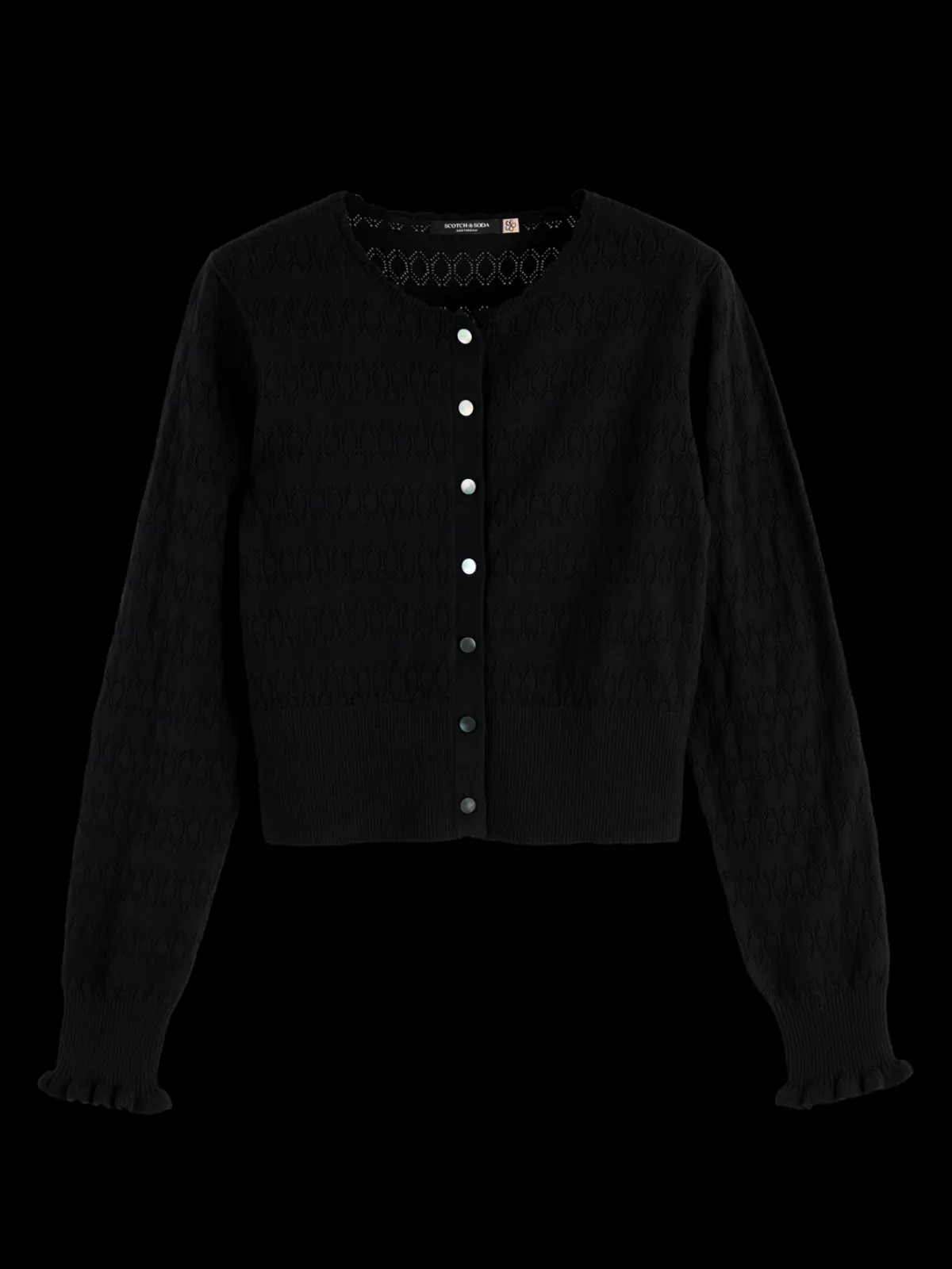 New Pointelle crew neck cardigan Women Knitwear