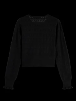 New Pointelle crew neck cardigan Women Knitwear