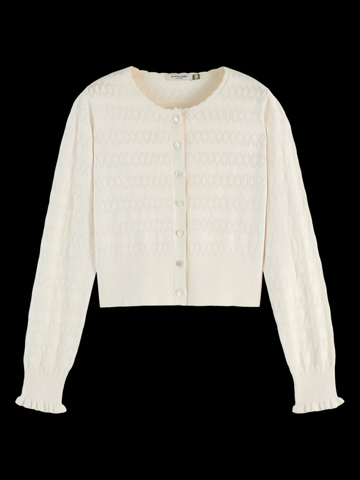 New Pointelle crew neck cardigan Women Knitwear