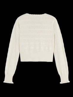 New Pointelle crew neck cardigan Women Knitwear