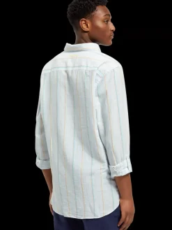 Outlet Regular fit yarn-dyed stripe cotton linen shirt Shirts