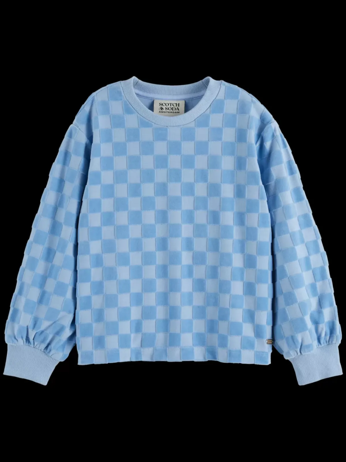 New RELAXED-FIT VELOUR CHECKERBOARD CREWNECK Kids Sweatshirts & Hoodies