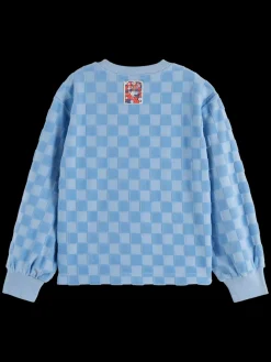 New RELAXED-FIT VELOUR CHECKERBOARD CREWNECK Kids Sweatshirts & Hoodies