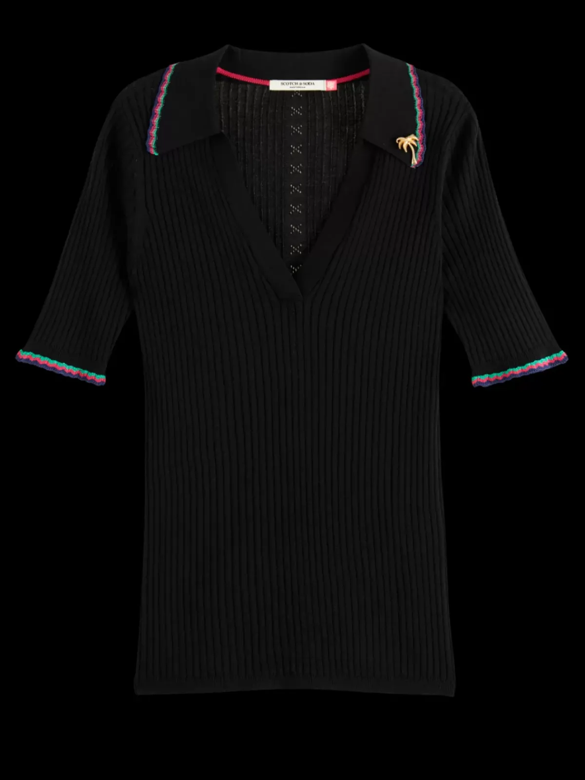 Best RIB COLLARED KNITTED TEE Women Tops & T-shirts