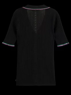 Best RIB COLLARED KNITTED TEE Women Tops & T-shirts