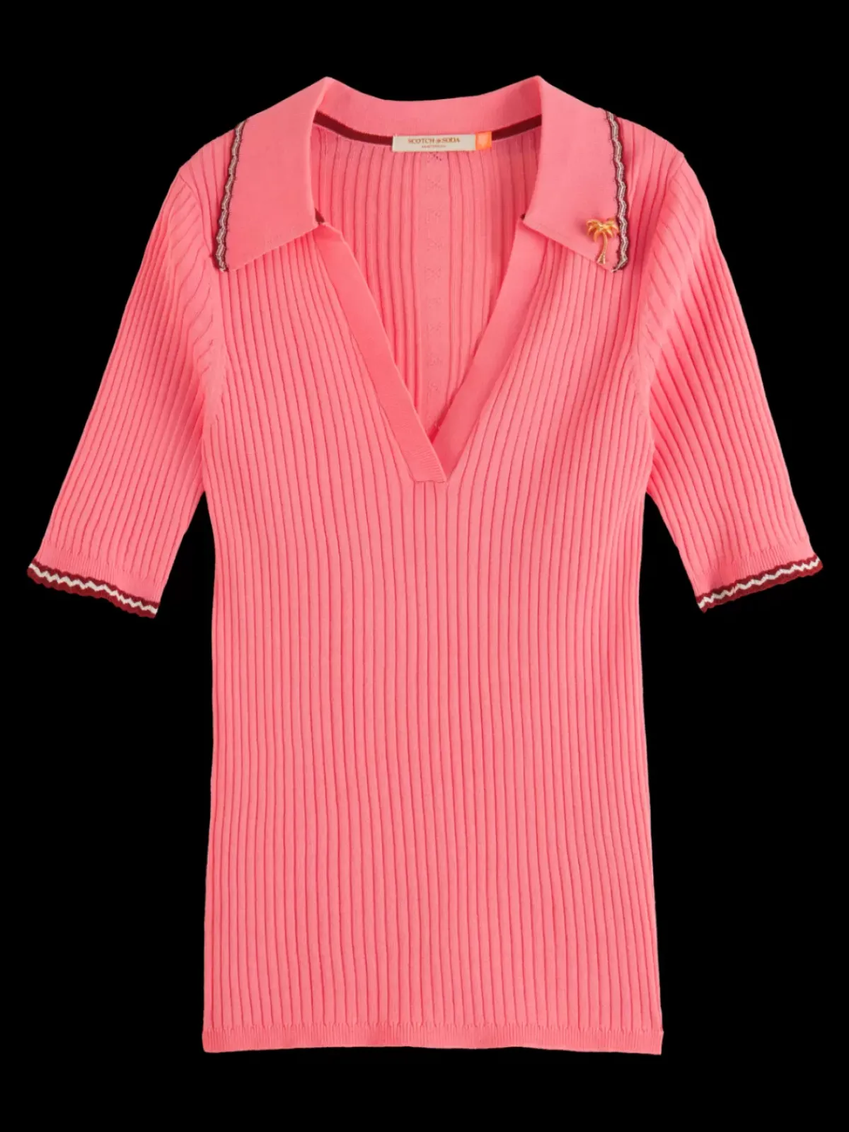 Best RIB COLLARED KNITTED TEE Women Tops & T-shirts