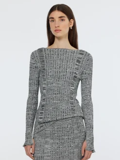 Fashion Ribbed knitted pullover Women Knitwear