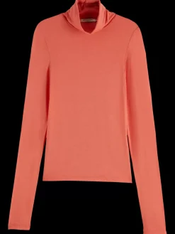 Outlet Roll up neck long sleeve t-shirt Women Tops & T-shirts