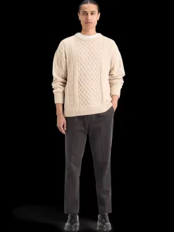Online ROUND NECK EXTRA DROPPED SHOULDER CHENILLE CABLE SWEATER Knitwear
