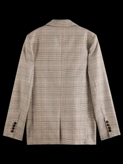 Best Sequin prince of wales check boyfriend single breasted blazer Women Blazers