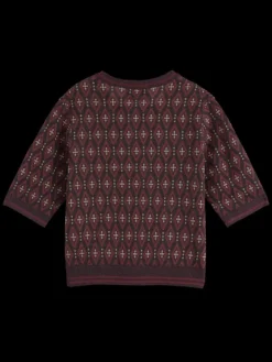 Fashion SHORT SLEEVE JACQUARD PULLOVER Women Knitwear