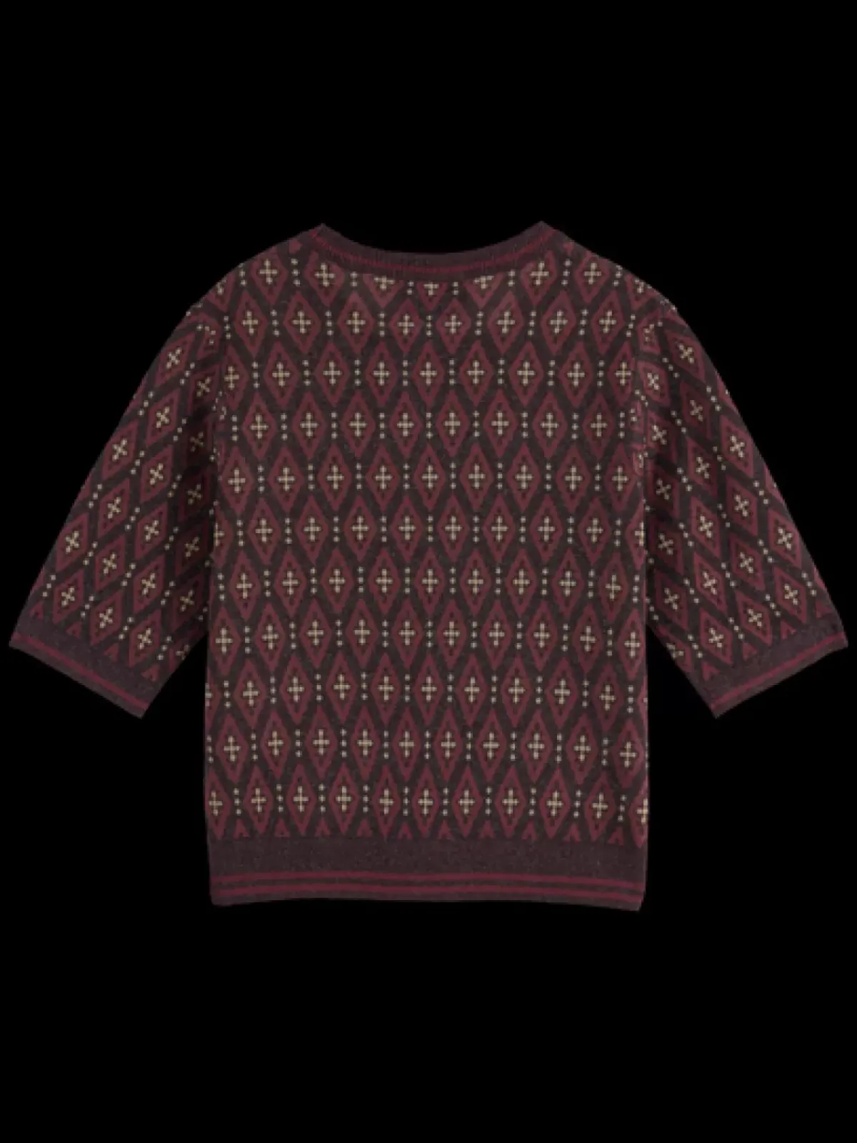 Fashion SHORT SLEEVE JACQUARD PULLOVER Women Knitwear