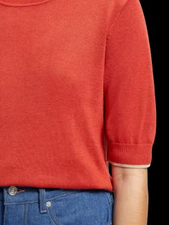 Fashion SHORT SLEEVED CREW NECK PULLOVER Women Tops & T-shirts