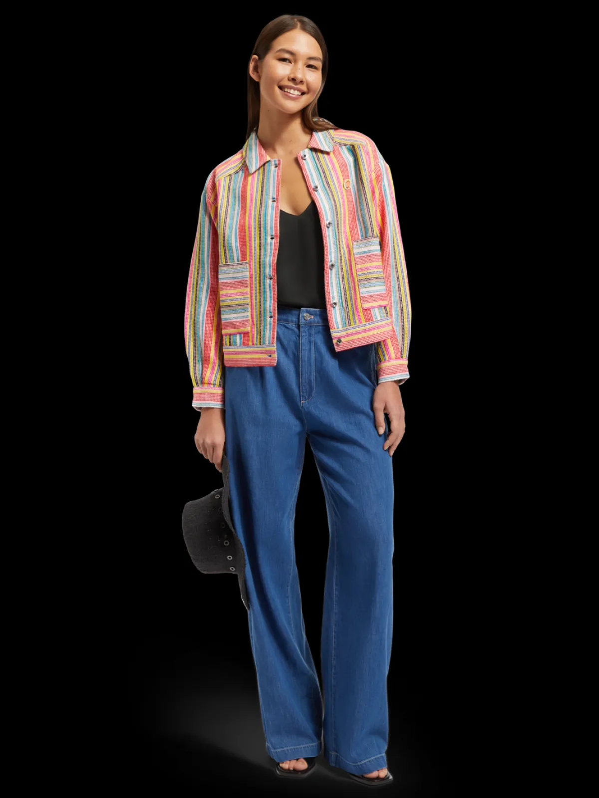 Discount SHORT TRUCKER JACKET IN MULTI COLOUR STRIPE Women Blazers|Jackets & Coats
