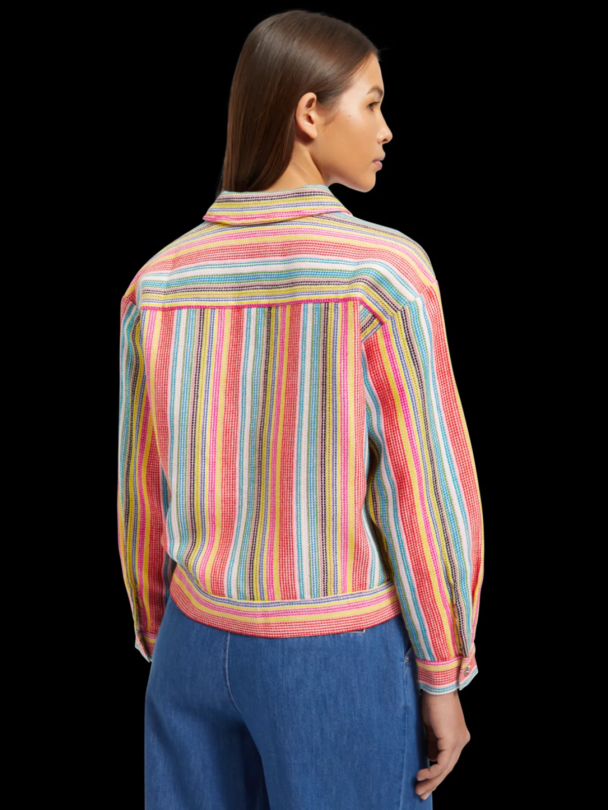 Discount SHORT TRUCKER JACKET IN MULTI COLOUR STRIPE Women Blazers|Jackets & Coats