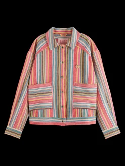 Discount SHORT TRUCKER JACKET IN MULTI COLOUR STRIPE Women Blazers|Jackets & Coats