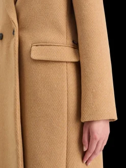 Hot SINGLE BREASTED HERRINGBONE WOOL BLEND TAILORED COAT Women Jackets & Coats