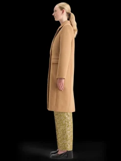 Hot SINGLE BREASTED HERRINGBONE WOOL BLEND TAILORED COAT Women Jackets & Coats