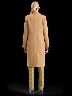 Hot SINGLE BREASTED HERRINGBONE WOOL BLEND TAILORED COAT Women Jackets & Coats