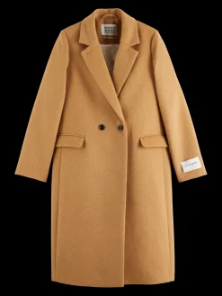 Hot SINGLE BREASTED HERRINGBONE WOOL BLEND TAILORED COAT Women Jackets & Coats