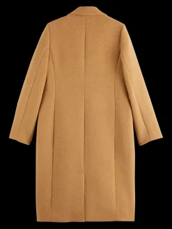 Hot SINGLE BREASTED HERRINGBONE WOOL BLEND TAILORED COAT Women Jackets & Coats