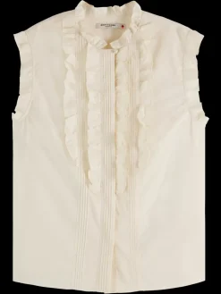 Fashion Sleeveless ruffle shirt Women Tops & T-shirts