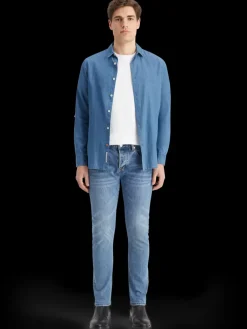 Clearance Smart indigo lightweight denim shirt with sleeve adjusters Shirts