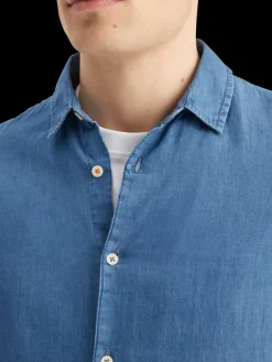 Clearance Smart indigo lightweight denim shirt with sleeve adjusters Shirts